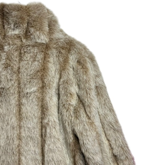 Roaman's Vintage Faux Fur Jacket Beige Long Sleeve Full Zip Pockets Medium - Picture 11 of 15